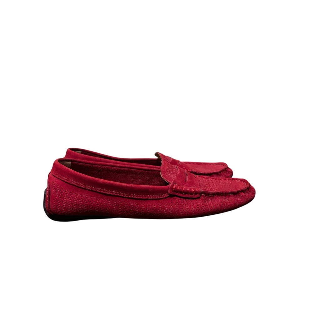 Lauren Ralph Lauren Red Suede leather Camila driving loafer. Women’s 6